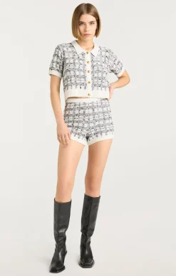 Cinq à Sept Adalee Cropped Cardigan Black/white Clearance