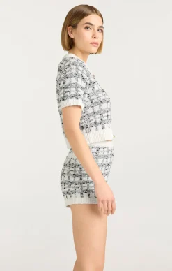 Cinq à Sept Adalee Cropped Cardigan Black/white Clearance