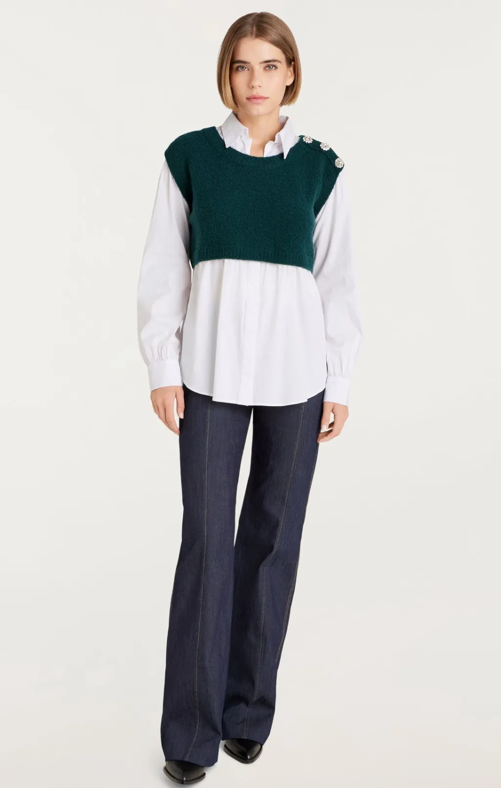 Cinq à Sept Alden Pullover GreenOnyx/White New