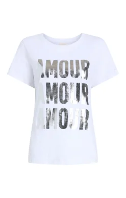 Cinq à Sept Amour Amour Amour Foiled Tee White/Silver New