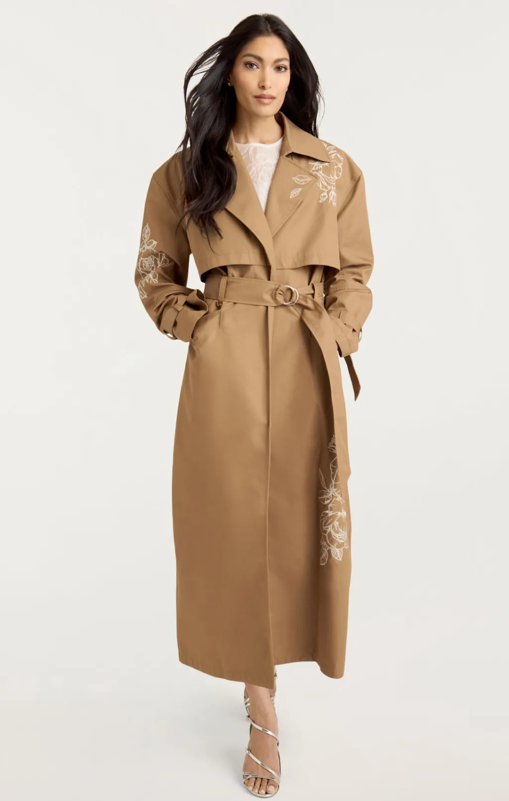 Cinq à Sept Astrid Trench Khaki/Silver New