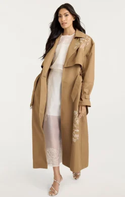 Cinq à Sept Astrid Trench Khaki/Silver New