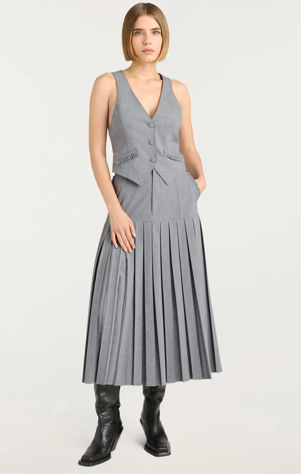 Cinq à Sept Bane Skirt SteelGrey Discount