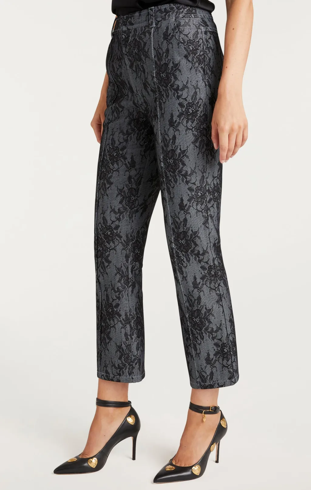 Cinq à Sept Bonded Lace Cropped Evelyn Pant LightIndigo/Black Discount