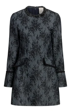 Cinq à Sept Bonded Lace Reina Dress LightIndigo/Black Outlet