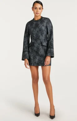 Cinq à Sept Bonded Lace Reina Dress LightIndigo/Black Outlet