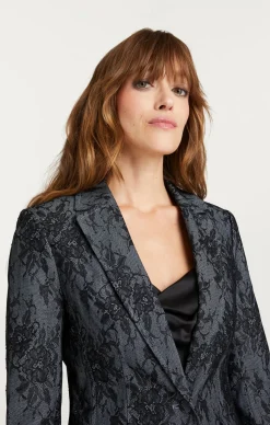 Cinq à Sept Bonded Lace Sallie Blazer LightIndigo/Black