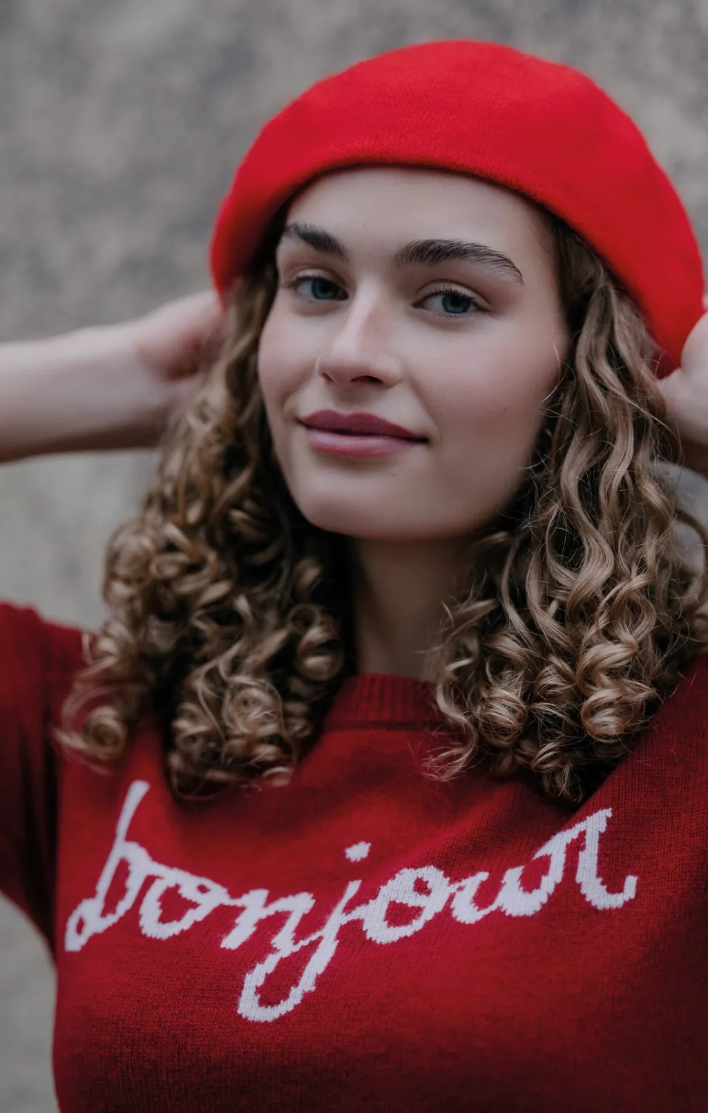 Cinq à Sept Bonjour Graphic Crewneck Sweater Rosewood/ivory Discount