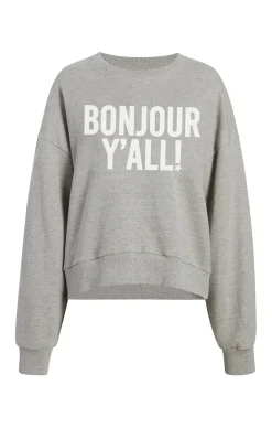 Cinq à Sept Bonjour Y'all Brandy Pullover HeatherGrey/white Discount