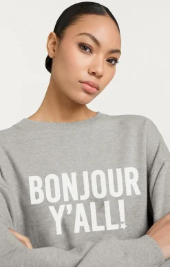 Cinq à Sept Bonjour Y'all Brandy Pullover HeatherGrey/white Discount