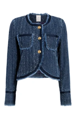 Cinq à Sept Boucle Denim Zanda Jacket Indigo Discount
