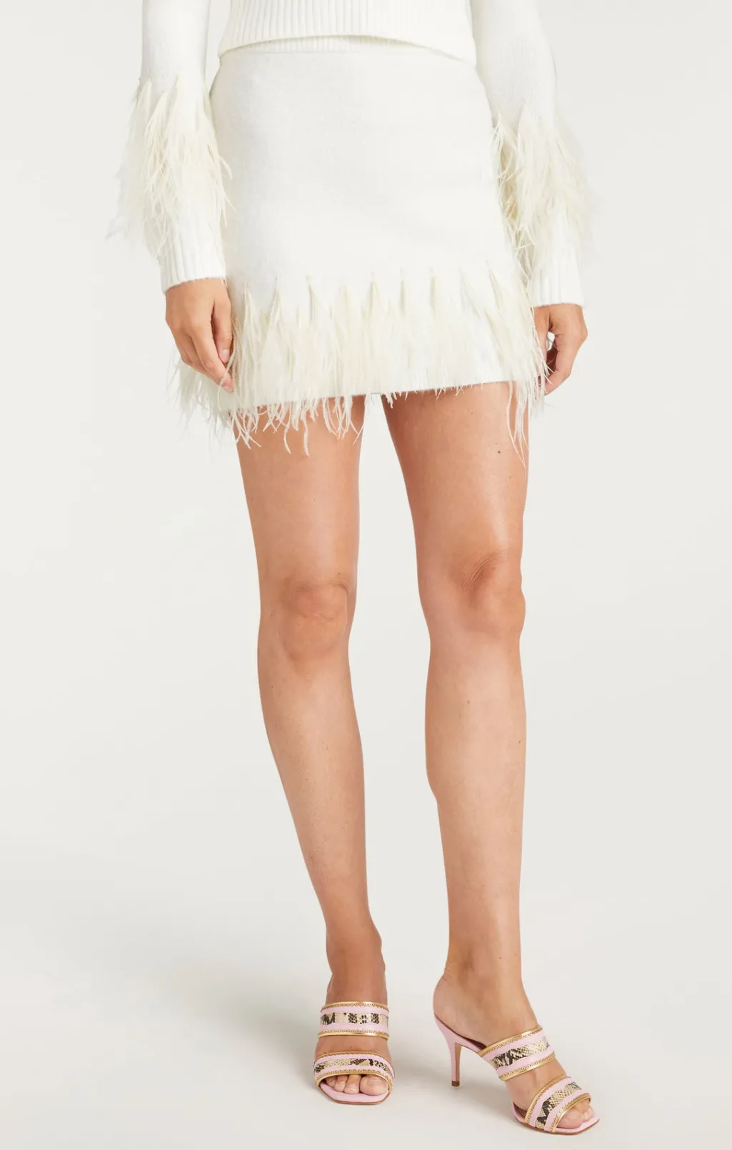 Cinq à Sept Briana Feather Mini Skirt Ivory Discount