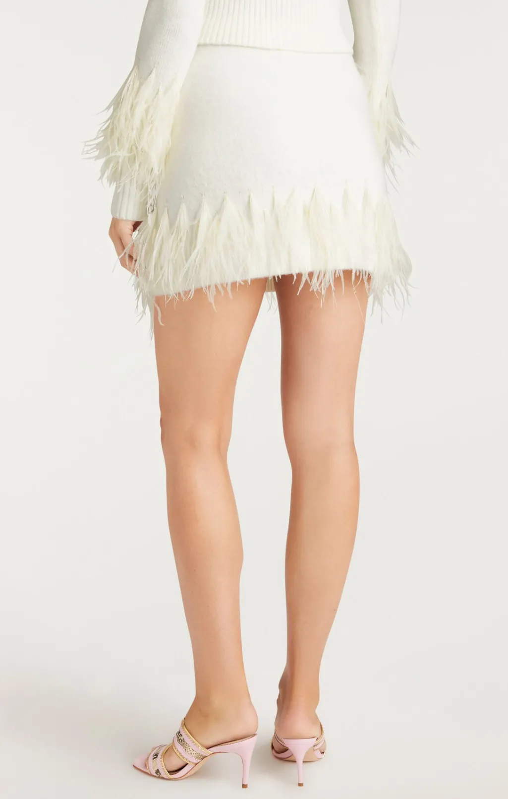 Cinq à Sept Briana Feather Mini Skirt Ivory Discount