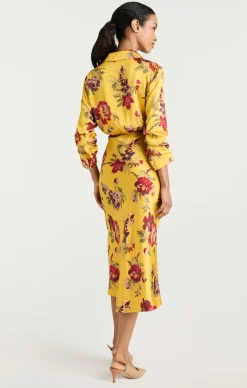 Cinq à Sept Brigitte Floral Jacey Dress DeepGoldMulti Outlet