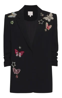 Cinq à Sept Butterfly Embellished Kylie Blazer BlackMulti New