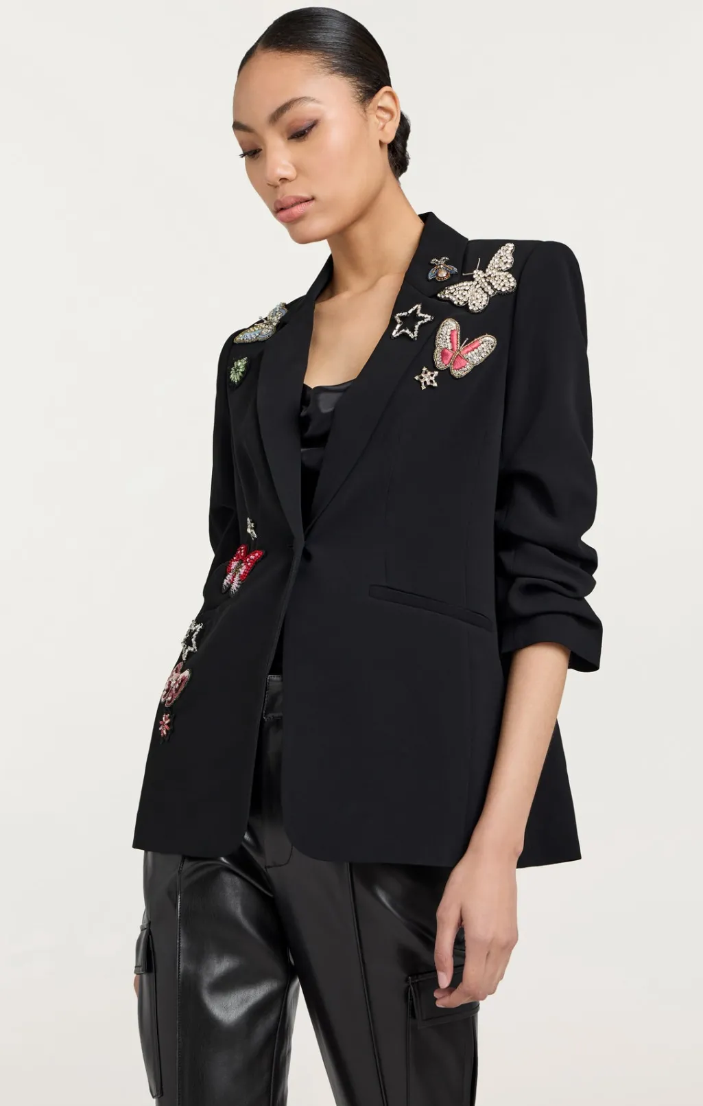 Cinq à Sept Butterfly Embellished Kylie Blazer BlackMulti New