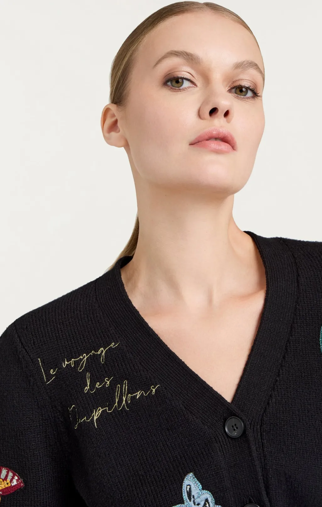 Cinq à Sept Butterfly Embellished Morgan Cardigan Black Outlet