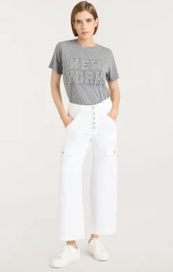 Cinq à Sept Chainstitch Paris New York Tee HeatherGrey/white Online