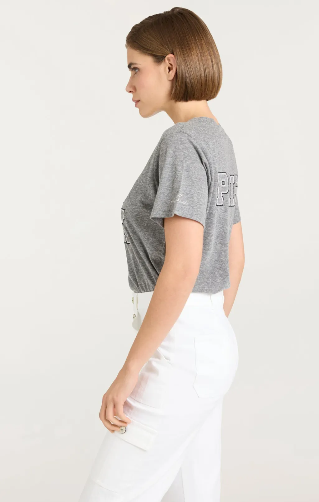Cinq à Sept Chainstitch Paris New York Tee HeatherGrey/white Online