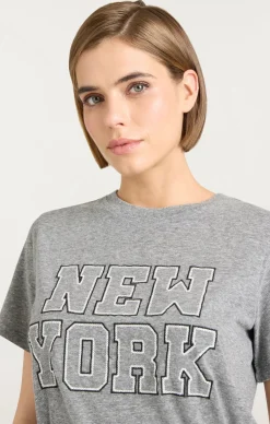 Cinq à Sept Chainstitch Paris New York Tee HeatherGrey/white Online