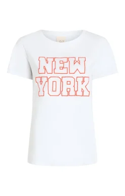 Cinq à Sept Chainstitch Paris New York Tee White/deepTangelo Sale