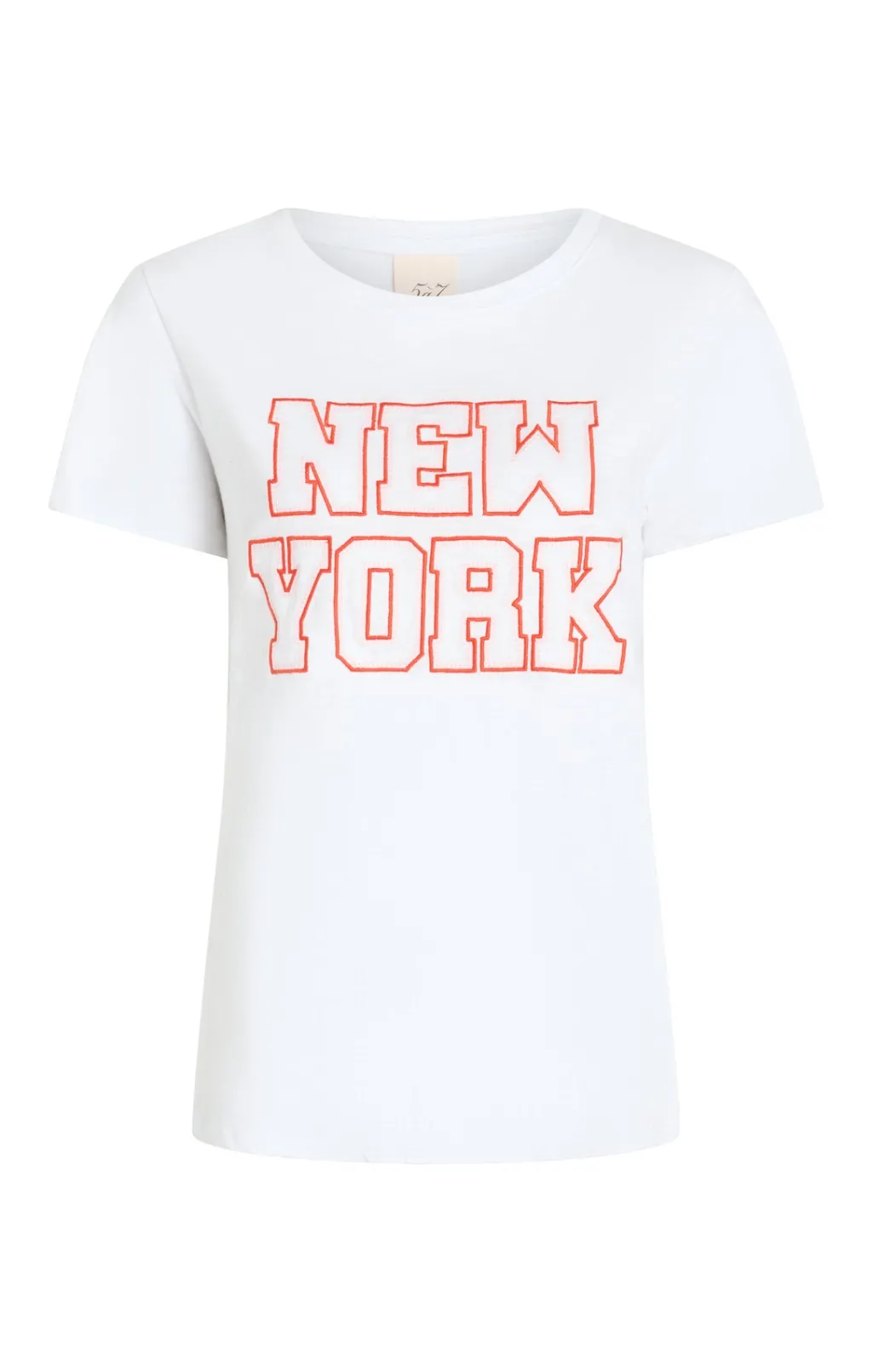 Cinq à Sept Chainstitch Paris New York Tee White/deepTangelo Sale