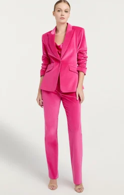 Cinq à Sept Chenille Velvet Scrunched Cheyenne Blazer PinkDahlia Discount