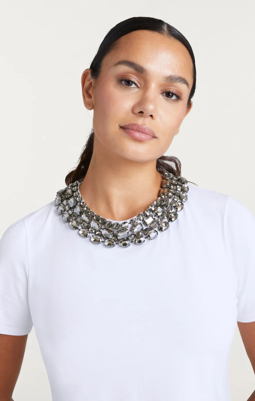 Cinq à Sept Chunky Necklace Shrunken Tee White Online