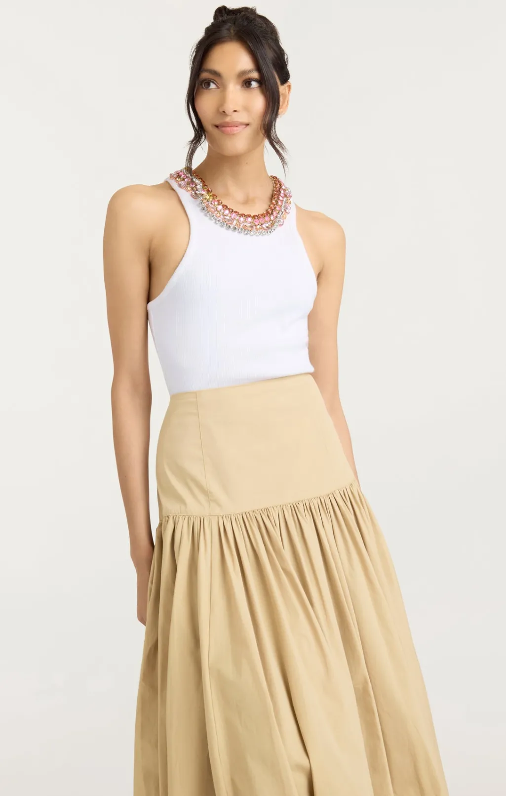 Cinq à Sept Chunky Rhinestone Necklace Lizzie Top WhiteMulti Hot