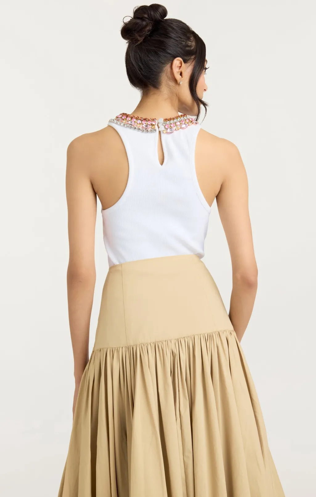 Cinq à Sept Chunky Rhinestone Necklace Lizzie Top WhiteMulti Hot