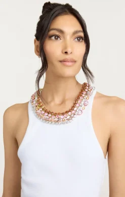 Cinq à Sept Chunky Rhinestone Necklace Lizzie Top WhiteMulti Hot