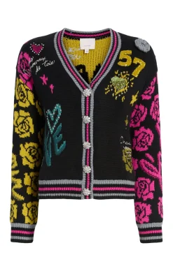 Cinq à Sept Collage Cardigan BlackMulti Best