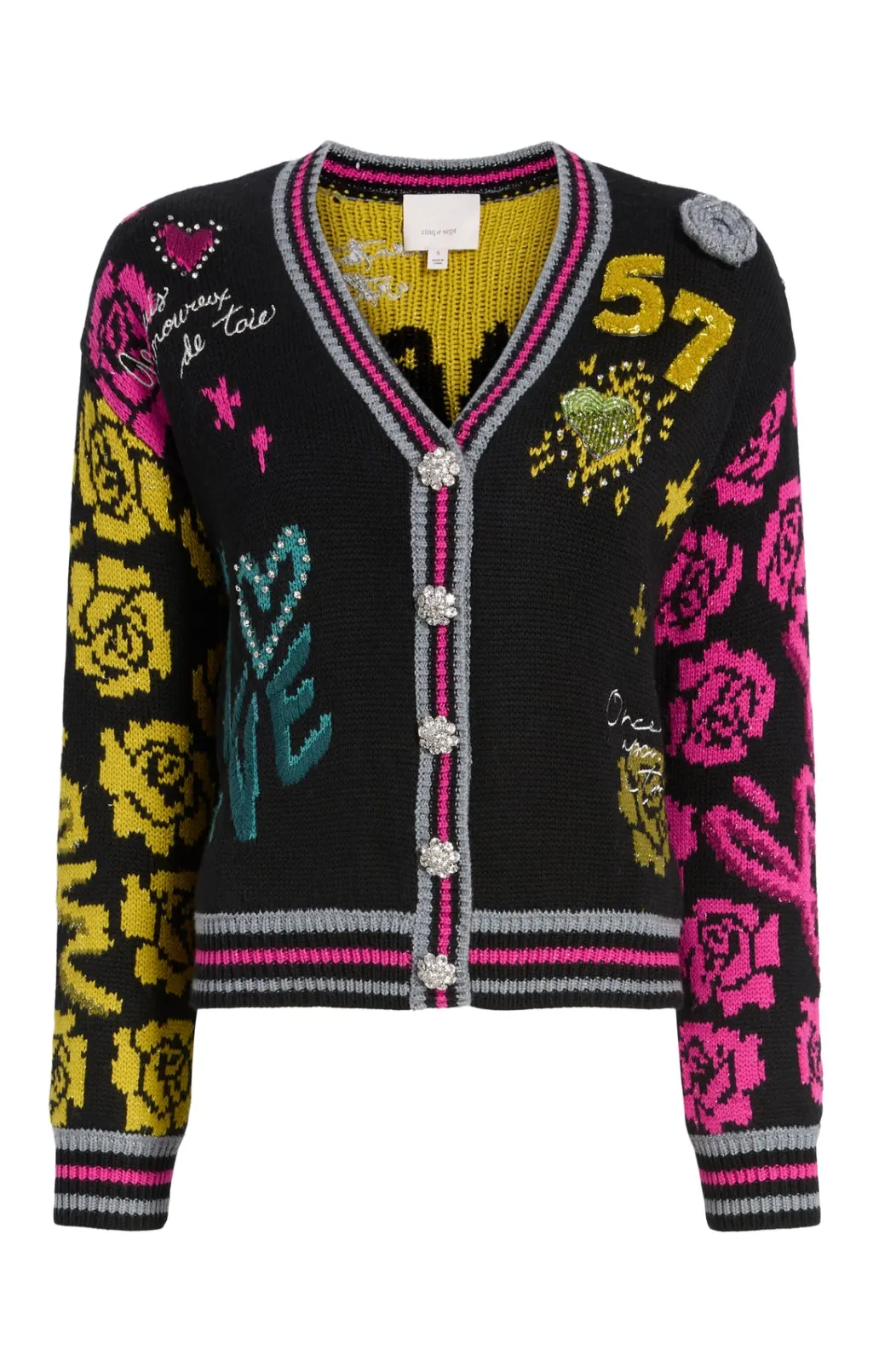 Cinq à Sept Collage Cardigan BlackMulti Best