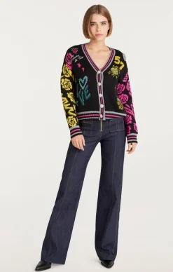 Cinq à Sept Collage Cardigan BlackMulti Best