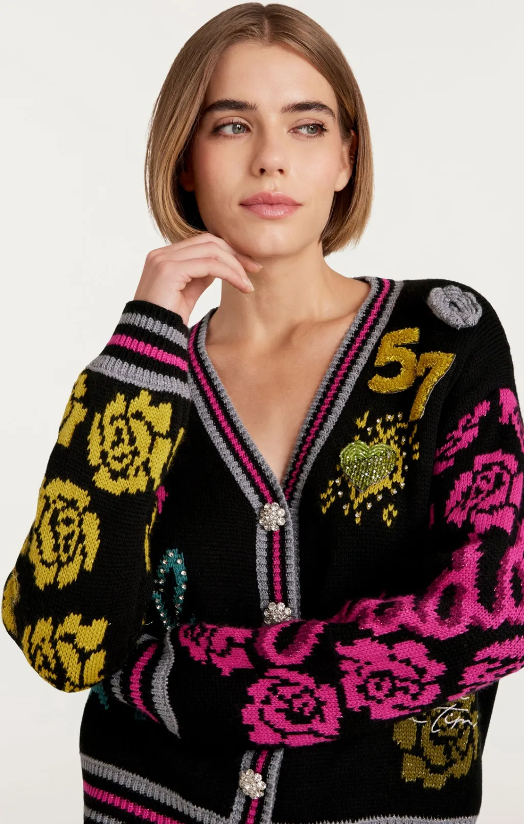 Cinq à Sept Collage Cardigan BlackMulti Best