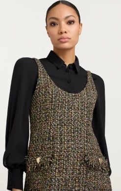 Cinq à Sept Confetti Tweed Florianna Dress BlackMulti Clearance