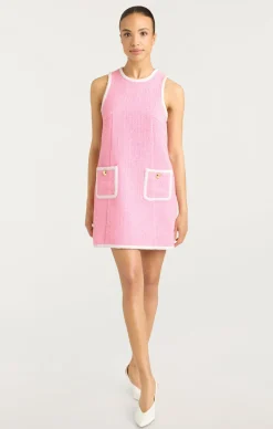 Cinq à Sept Contrast Auden Dress Flamingo/White Discount