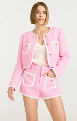 Cinq à Sept Contrast Auden Jacket Flamingo/White Discount