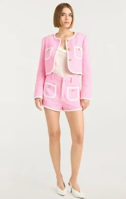 Cinq à Sept Contrast Auden Jacket Flamingo/White Discount