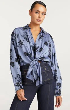 Cinq à Sept Cool Carnation Embellished Marianna Top RusticBlueMulti Sale