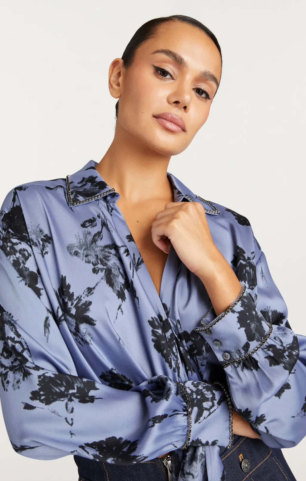 Cinq à Sept Cool Carnation Embellished Marianna Top RusticBlueMulti Sale