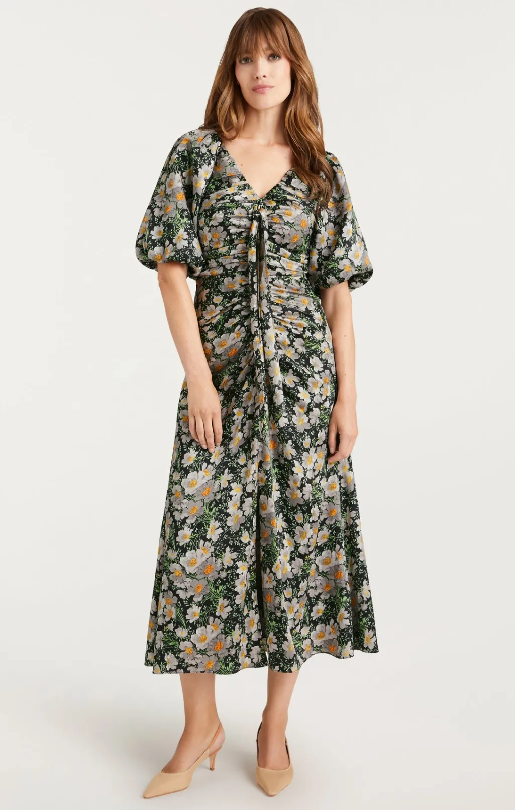 Cinq à Sept Cosmo Flowers Brenton Dress Black/LondonFog Hot