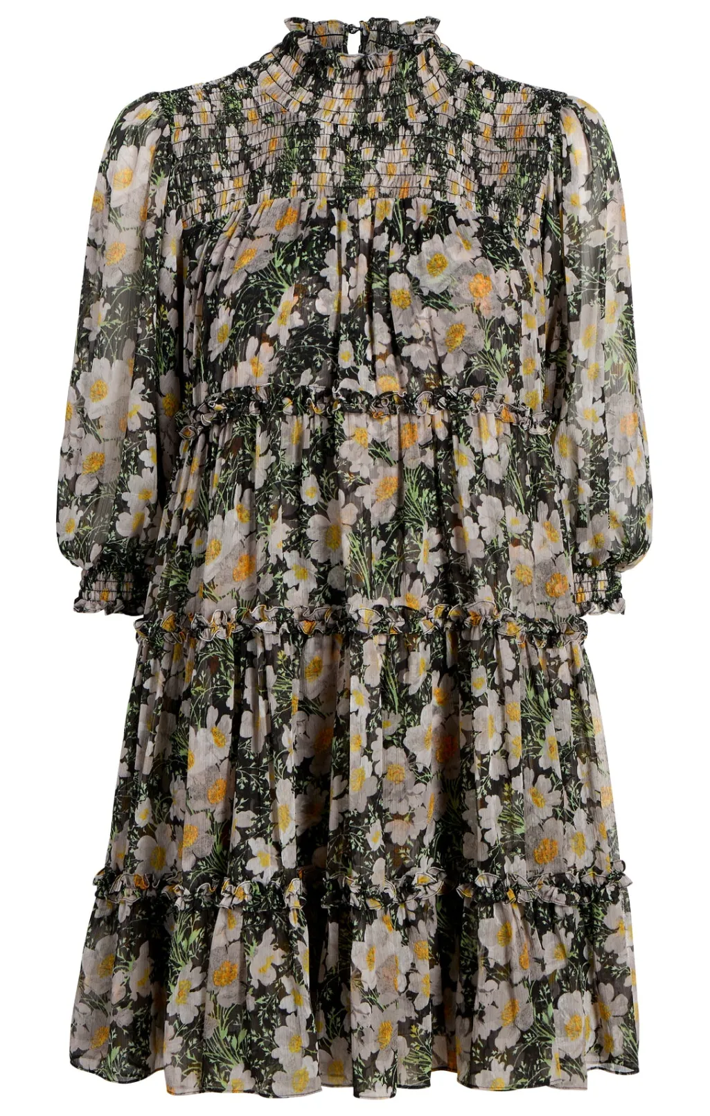 Cinq à Sept Cosmo Flowers Olive Dress Black/LondonFog Discount