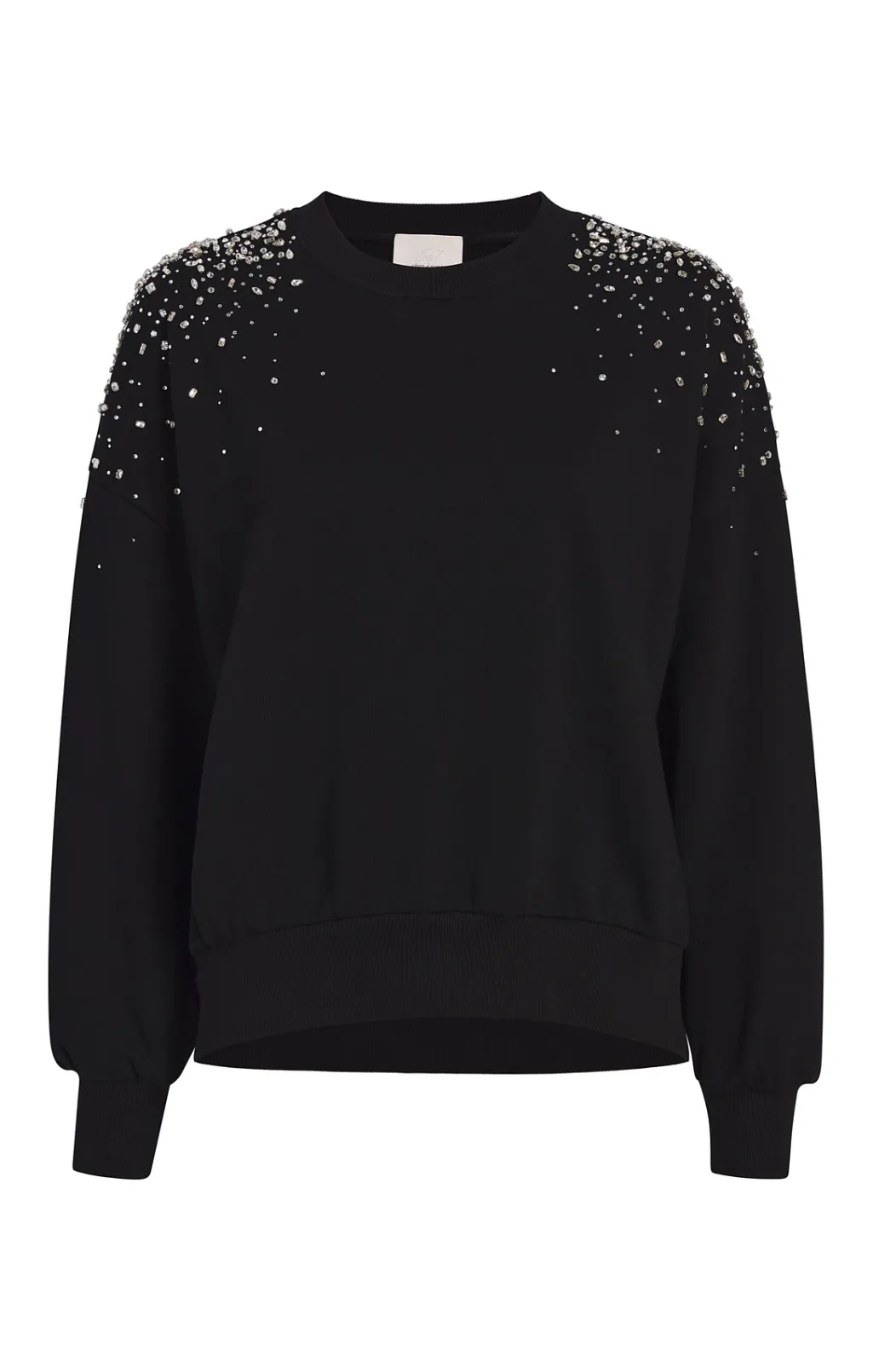 Cinq à Sept Crackle Rhinestone Embellished Brandy Pullover Black