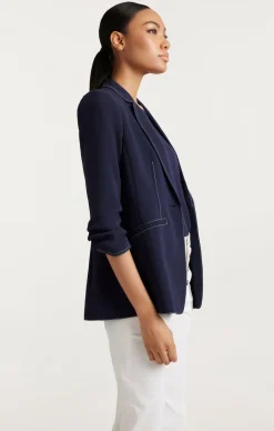 Cinq à Sept Crepe Khloe Blazer Navy/Ivory Clearance