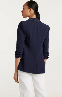 Cinq à Sept Crepe Khloe Blazer Navy/Ivory Clearance