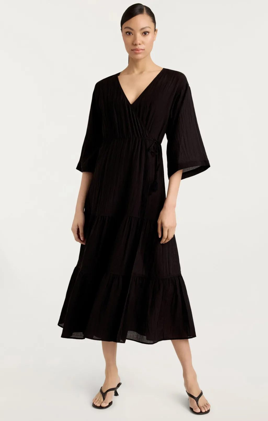 Cinq à Sept Crinkle Tencel Torey Dress Black Clearance