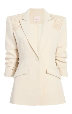 Cinq à Sept Crochet Lace Scrunched Cheyenne Blazer LightPlaster Outlet