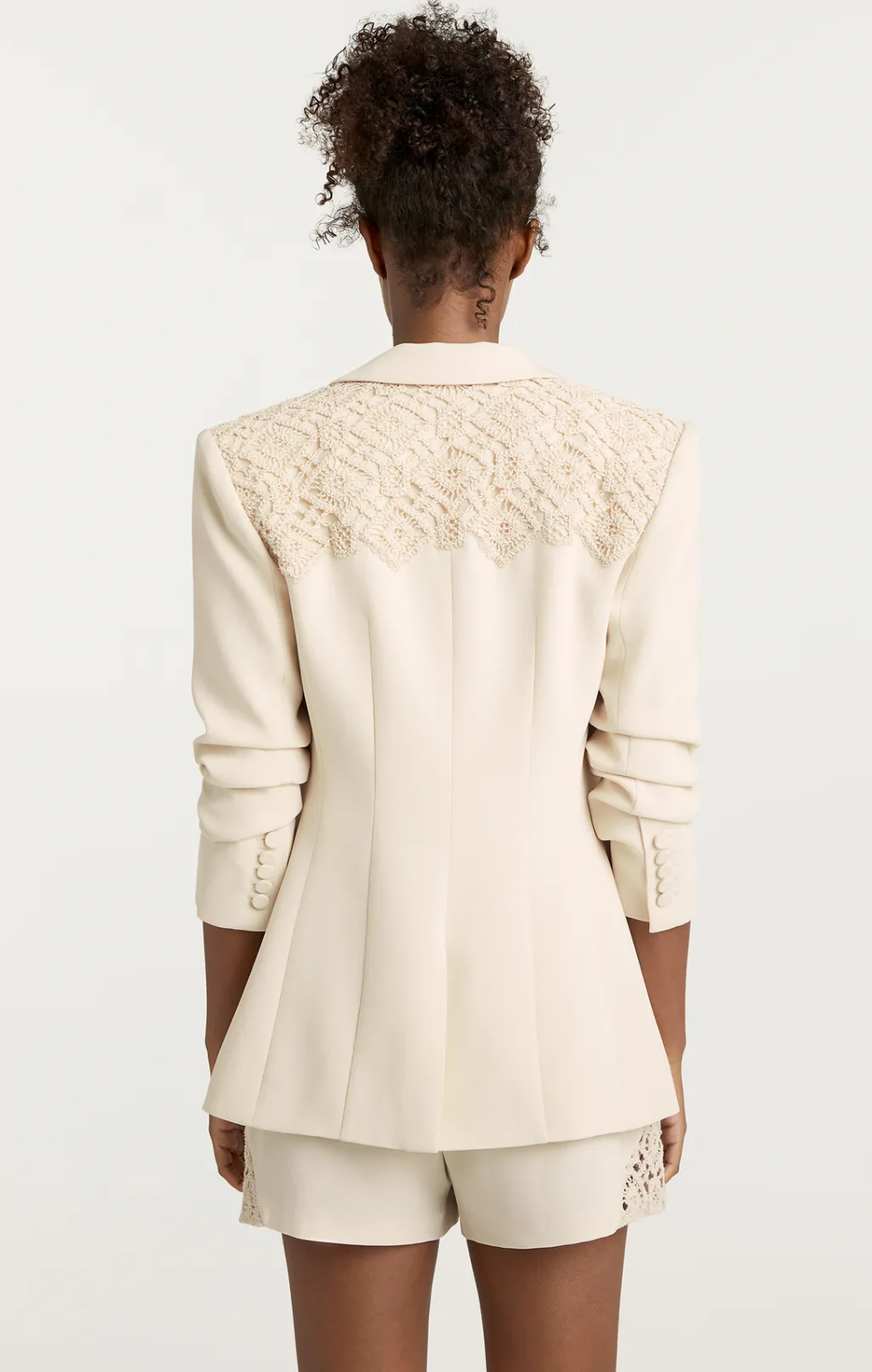 Cinq à Sept Crochet Lace Scrunched Cheyenne Blazer LightPlaster Outlet