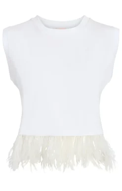 Cinq à Sept Cropped Feather Tee White Sale